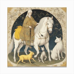 6147 A White Horse With White Hair Carrying A Yellow Ra Xl 1024 V1 0 Canvas Print