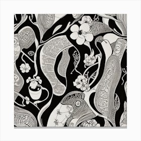 Black And White Doodles Canvas Print