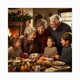 A Heartwarming Depiction Of A Multigenerational Family Reveling In Their Thanksgiving Gathering Lov (1) Canvas Print