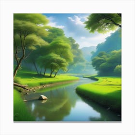 River In The Forest 20 Canvas Print