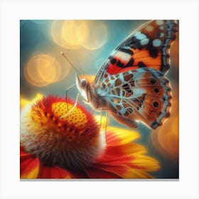 Butterfly On A Flower 12 Canvas Print