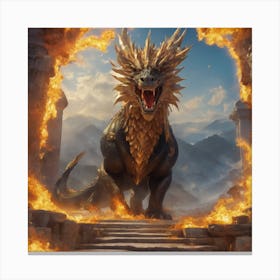 Dragon In Fire Canvas Print