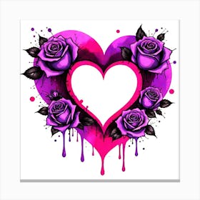 Purple Roses Heart Canvas Print