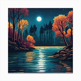 Night Landscape Painting Canvas Print