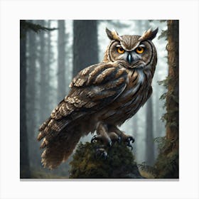 Owl In The Forest 146 Canvas Print