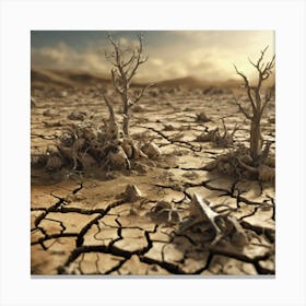 Dry Landscape With Trees Canvas Print