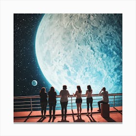 Group Of People Looking At The Moon 1 Canvas Print