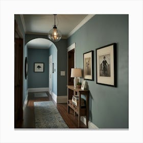 Hallway With Blue Walls Canvas Print