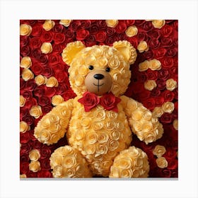 Teddy Bear With Roses 10 Canvas Print