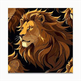 Seamless Pattern Of Lions Canvas Print