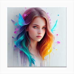Girl With Rainbow Wings Canvas Print