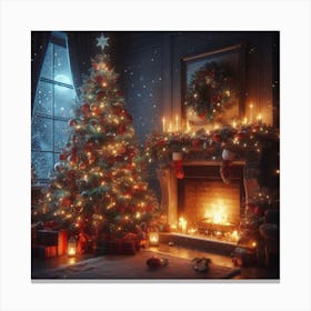 Christmas Tree In The Living Room Canvas Print