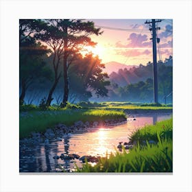 Sunset In The Countryside Canvas Print