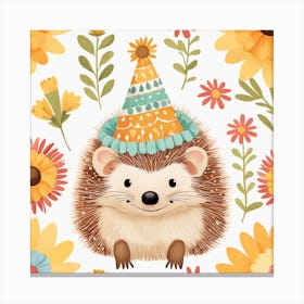 Floral Baby Hedgehog Nursery Illustration (32) Canvas Print
