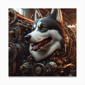 Steampunk Husky Canvas Print