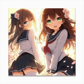Two Anime Girls Canvas Print