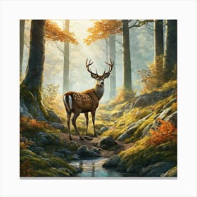 Deer In The Woods 51 Canvas Print