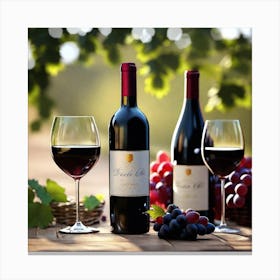 Red Wine And Grapes Canvas Print