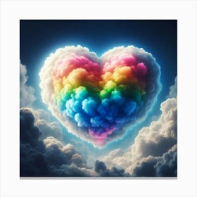 In The Sky A Rainbow Heart Of Color Bursts Forth From The Clouds Canvas Print