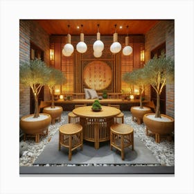 Dining room in Japanese design Canvas Print