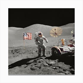 Man On The Moon Space Canvas Print