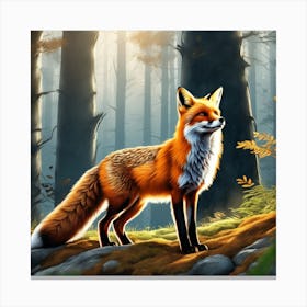 Fox In The Forest 104 Canvas Print