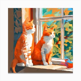 Two Cats By The Window Canvas Print