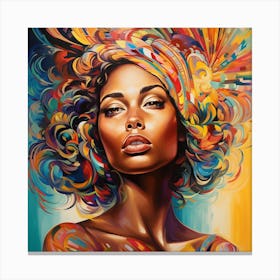 African Woman With Colorful Hair 1 Canvas Print