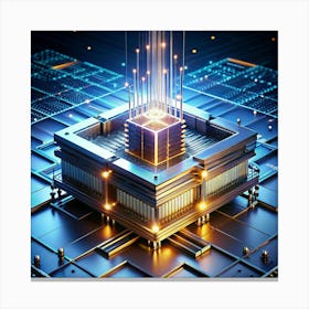 A detailed 3D illustration of a computer processor. Canvas Print