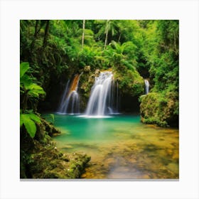 Waterfall In The Jungle 4 Canvas Print