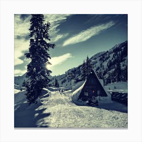Cabin In The Snow Canvas Print