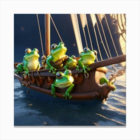 Frogs On A Boat Canvas Print