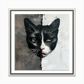 Black And White Cat Painting Canvas Print