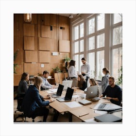 Group Of People Working In An Office Canvas Print