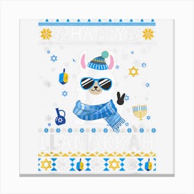 Happy Llamakkah Llama Ugly Hanukkah Ugly Sweater Canvas Print