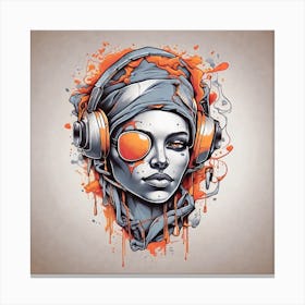 Dj Girl With Headphones Canvas Print