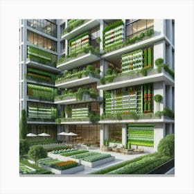 Green Apartment Building Canvas Print