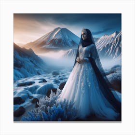Muslim Bride In Snow Canvas Print