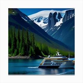 Cruise Ship In The Mountains Canvas Print