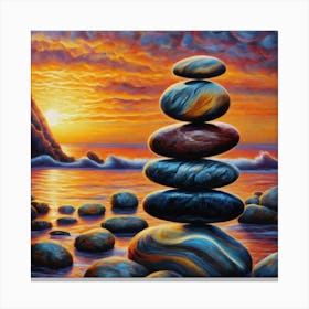 Zen balancing stones at sunset 4 Canvas Print