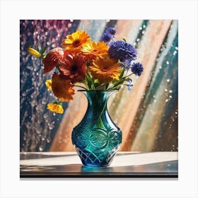 Flowers In A Blue Vase 1 Canvas Print