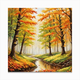 Forest In Autumn In Minimalist Style Square Composition 180 Canvas Print