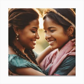 Two Indian Women Hugging Canvas Print