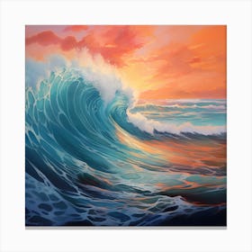 Ocean Wave At Sunset Canvas Print