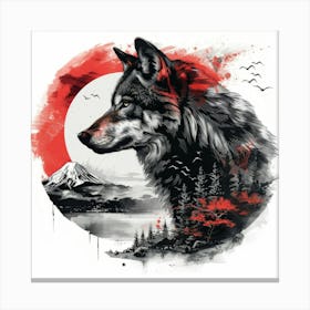 Wolf In The Moonlight 7 Canvas Print