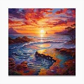 Sunset Over The Ocean 6 Canvas Print