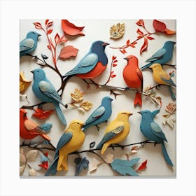 Birds On Branch Canvas Print