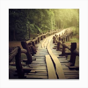 Wooden Bridge In The Forest 1 Canvas Print