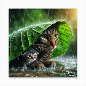 Cat In The Rain 9 Canvas Print