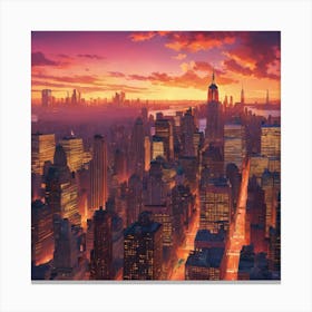 New York City At Sunset Canvas Print